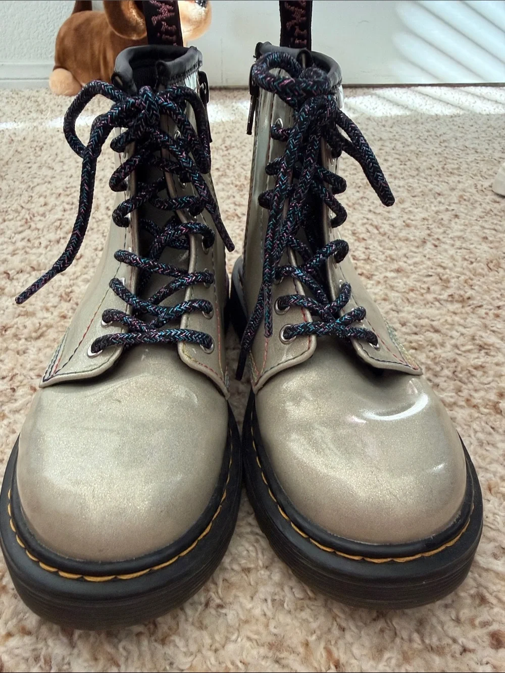 Kids Dr Martens Silver Boots Size 13